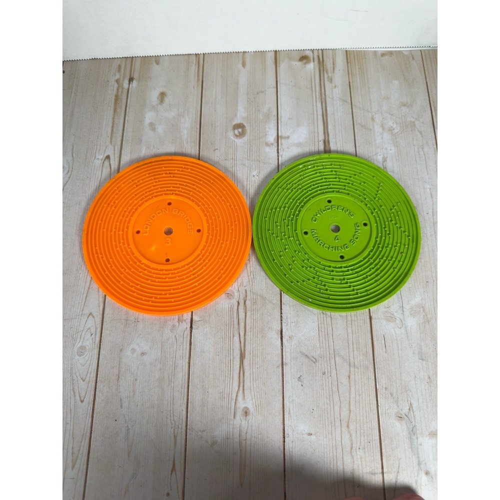 Vintage Fisher Price Music Box Discs Lot of 2 Replacement Records Orange Green
